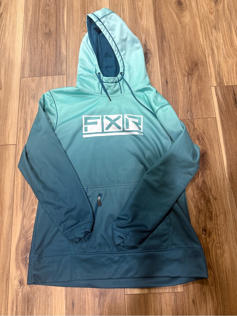 FXR Womens Gradient Teal Hooded Pullover Jacket
